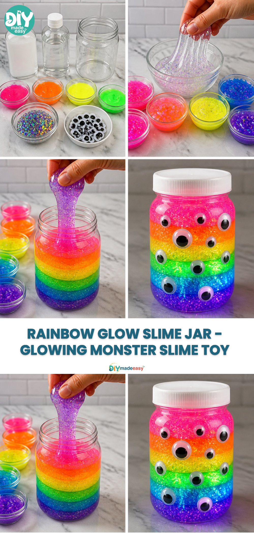 Rainbow Glow Slime Jar - Glowing Monster Slime Toy 25 Rainbow Glow Slime Jar - Glowing Monster Slime Toy