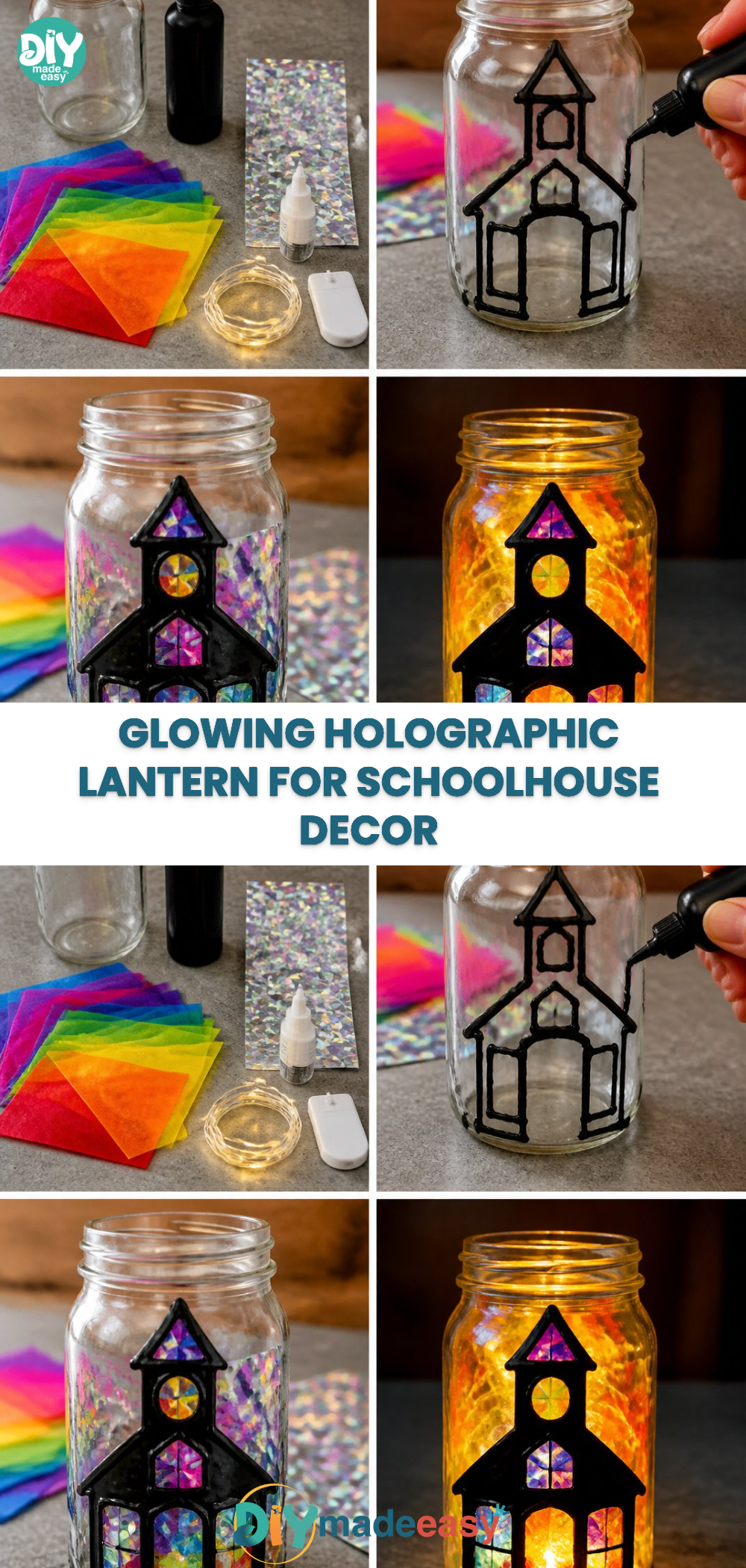 Glowing Holographic Lantern for Schoolhouse Decor
