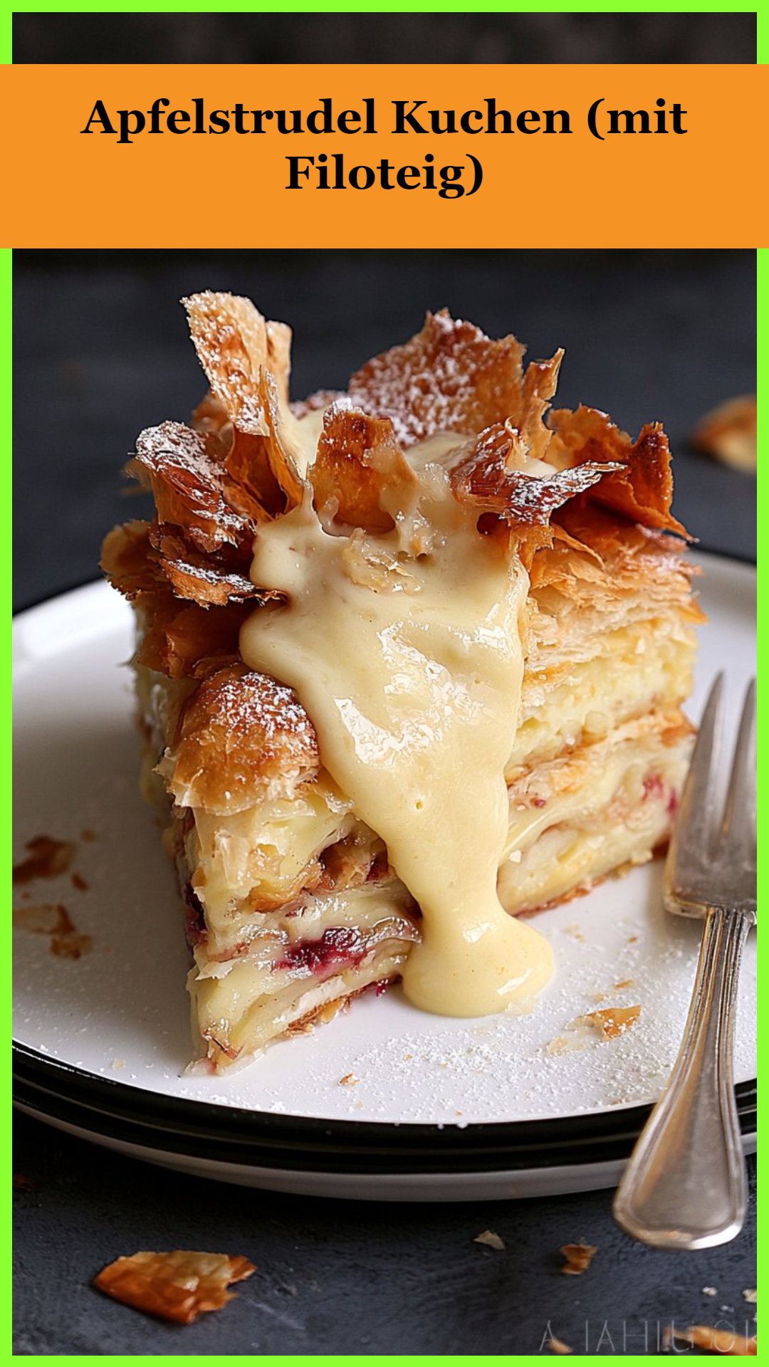 Apfelstrudel Kuchen (mit Filoteig)