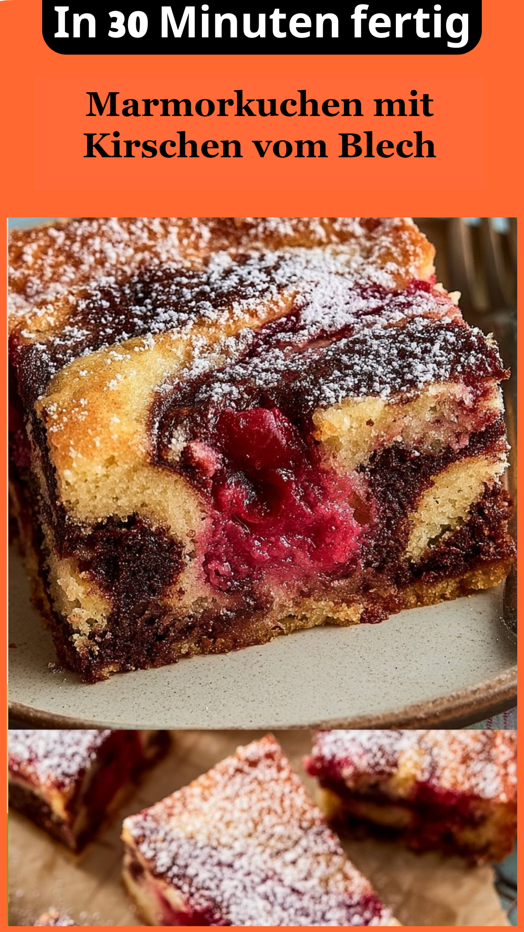 Marmorkuchen mit Kirschen vom Blech