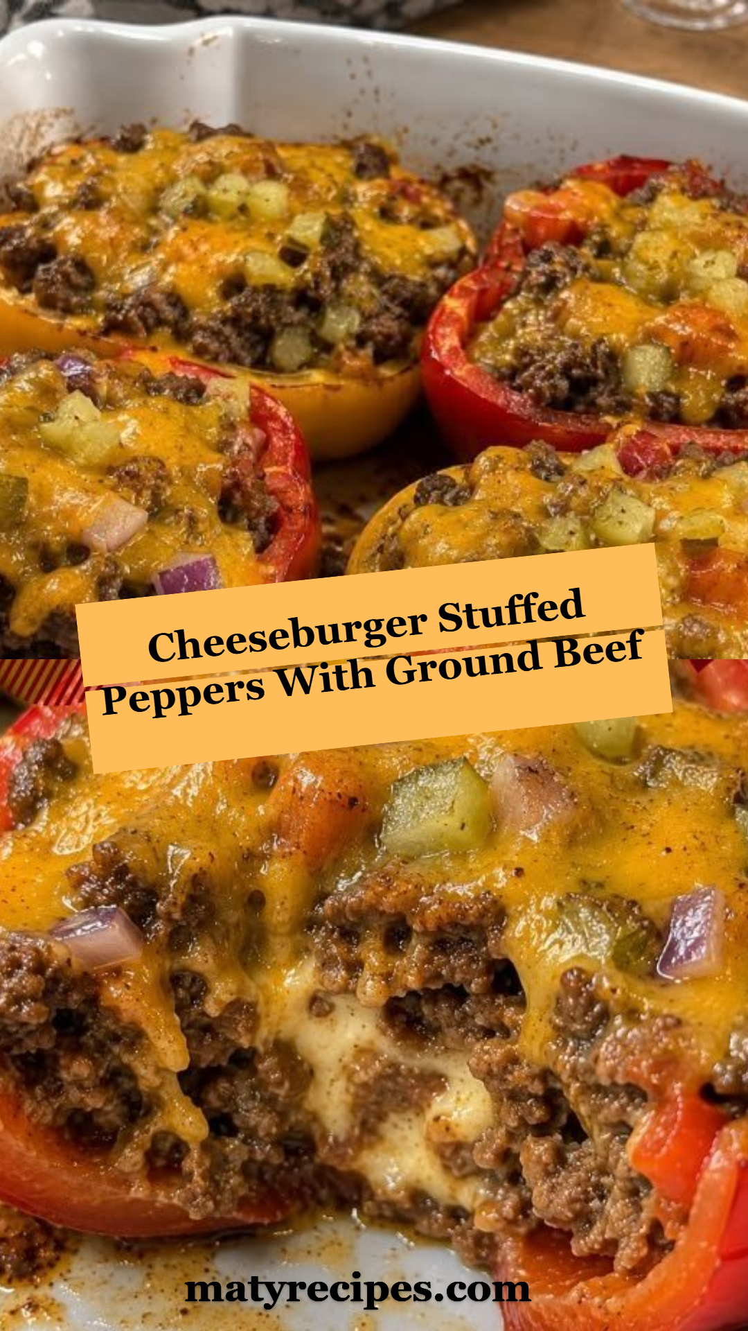 Cheeseburger Stuffed Peppers With Ground Beef