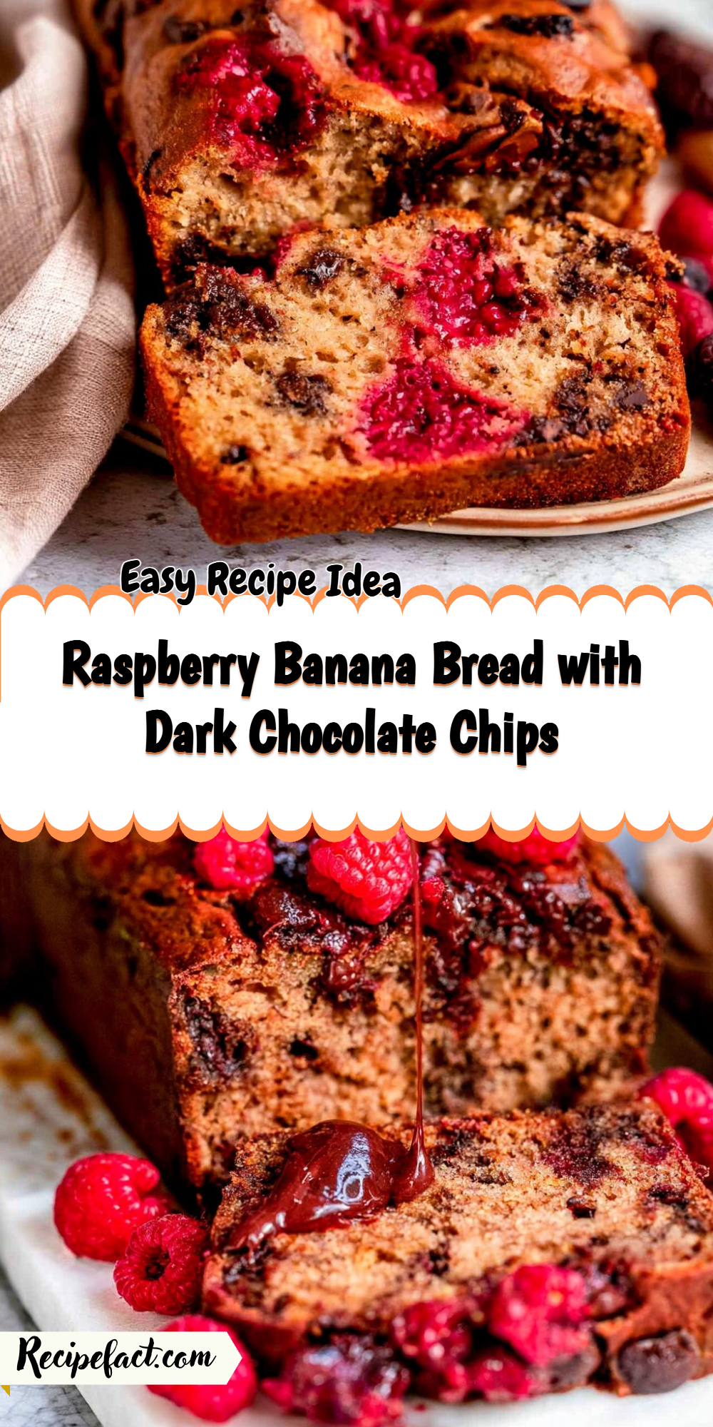 Raspberry Banana Bread with Dark Chocolate Chips