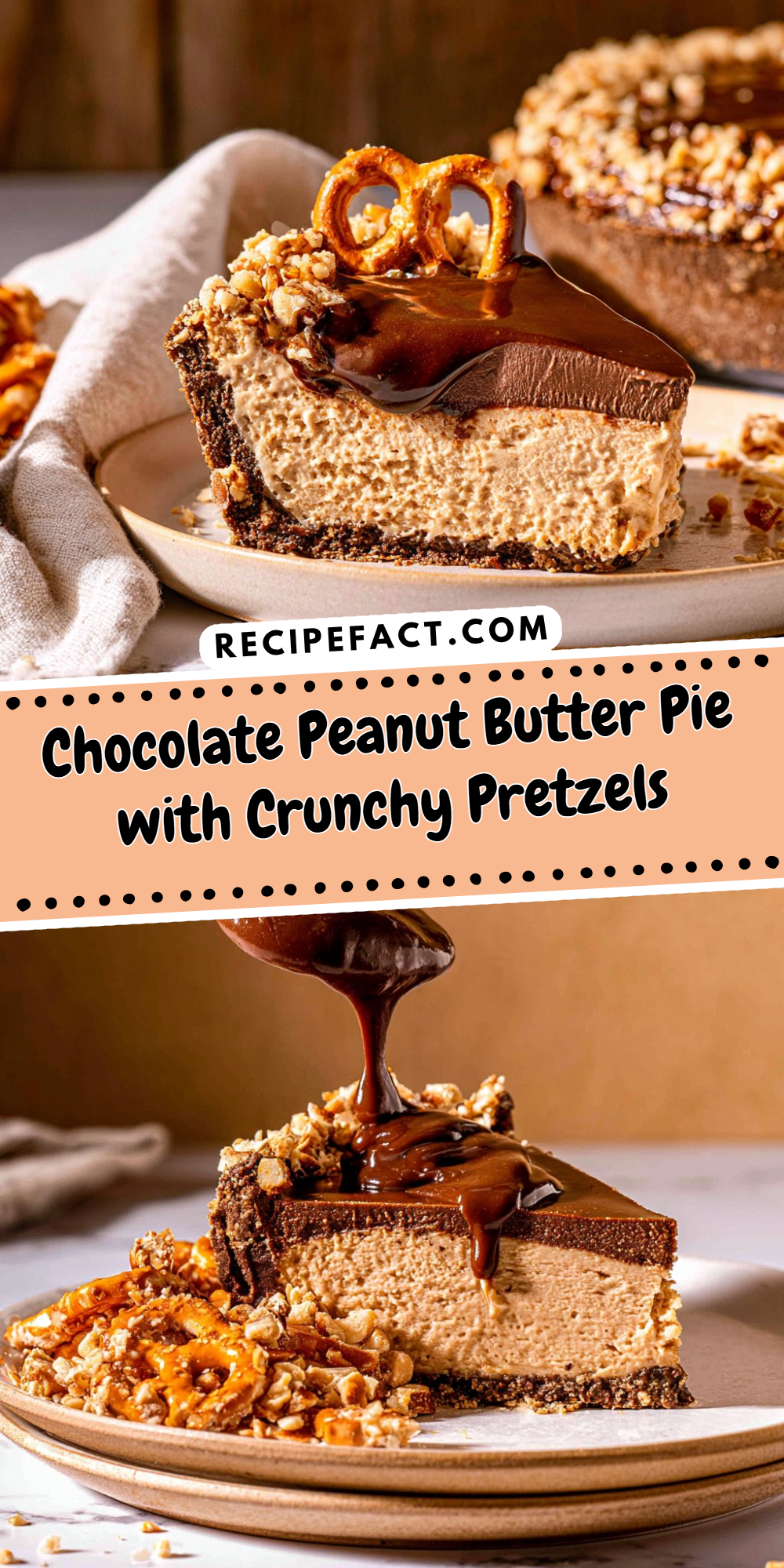 Chocolate Peanut Butter Pie with Crunchy Pretzels