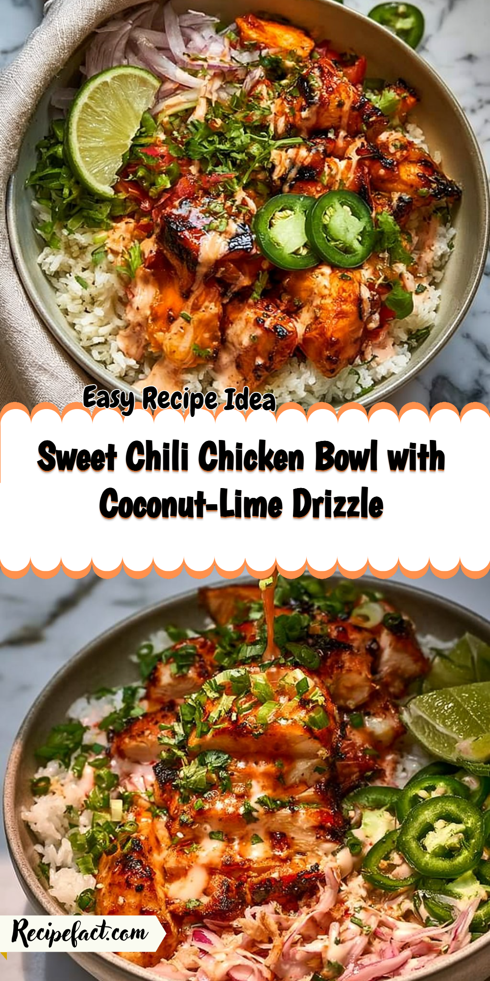 Sweet Chili Chicken Bowl with Coconut-Lime Drizzle