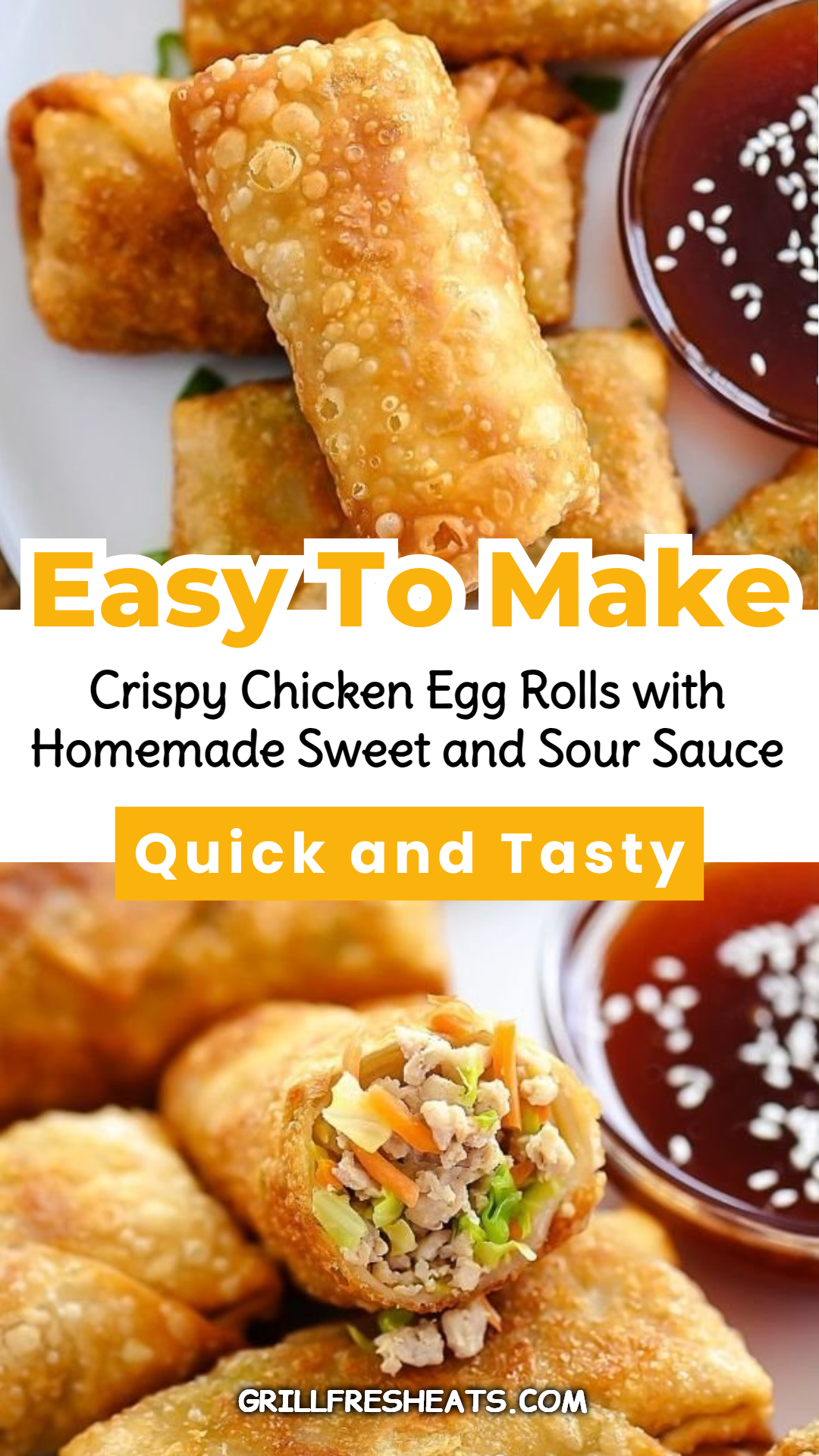 Crispy Chicken Egg Rolls with Homemade Sweet and Sour Sauce