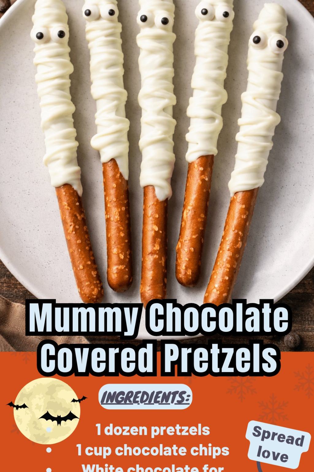 Mummy Chocolate Covered Pretzels