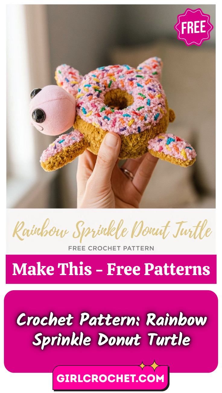 Crochet Pattern: Rainbow Sprinkle Donut Turtle