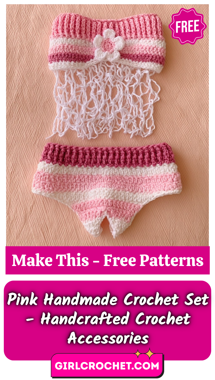 Pink Handmade Crochet Set - Handcrafted Crochet Accessories