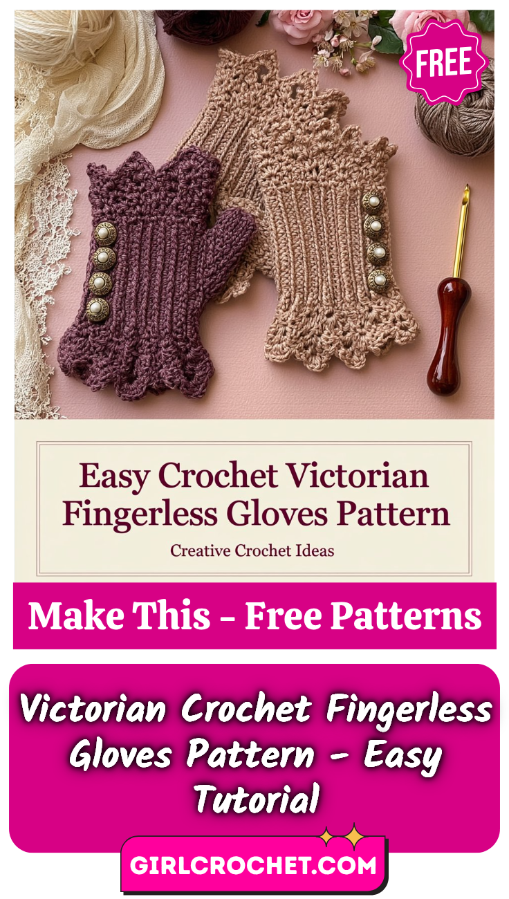 Victorian Crochet Fingerless Gloves Pattern - Easy Tutorial