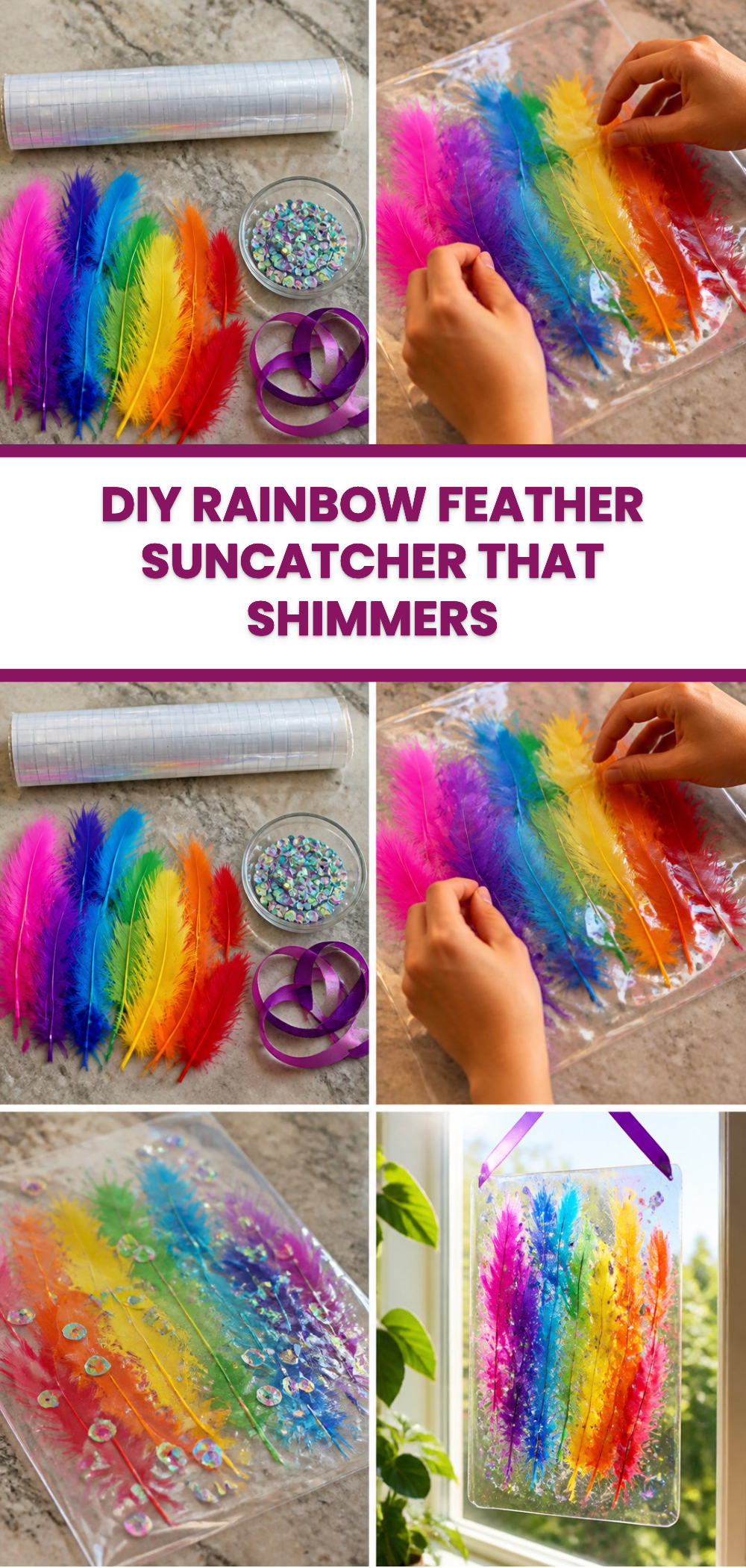 DIY Rainbow Feather Suncatcher That Shimmers 3 DIY Rainbow Feather Suncatcher That Shimmers