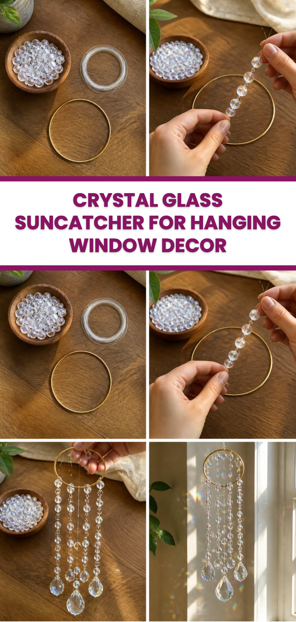 Crystal Glass Suncatcher for Hanging Window Decor