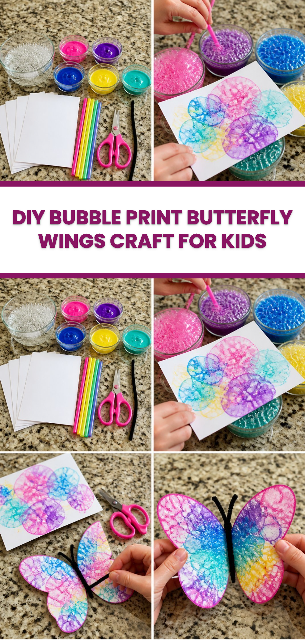 DIY Bubble Print Butterfly Wings Craft for Kids