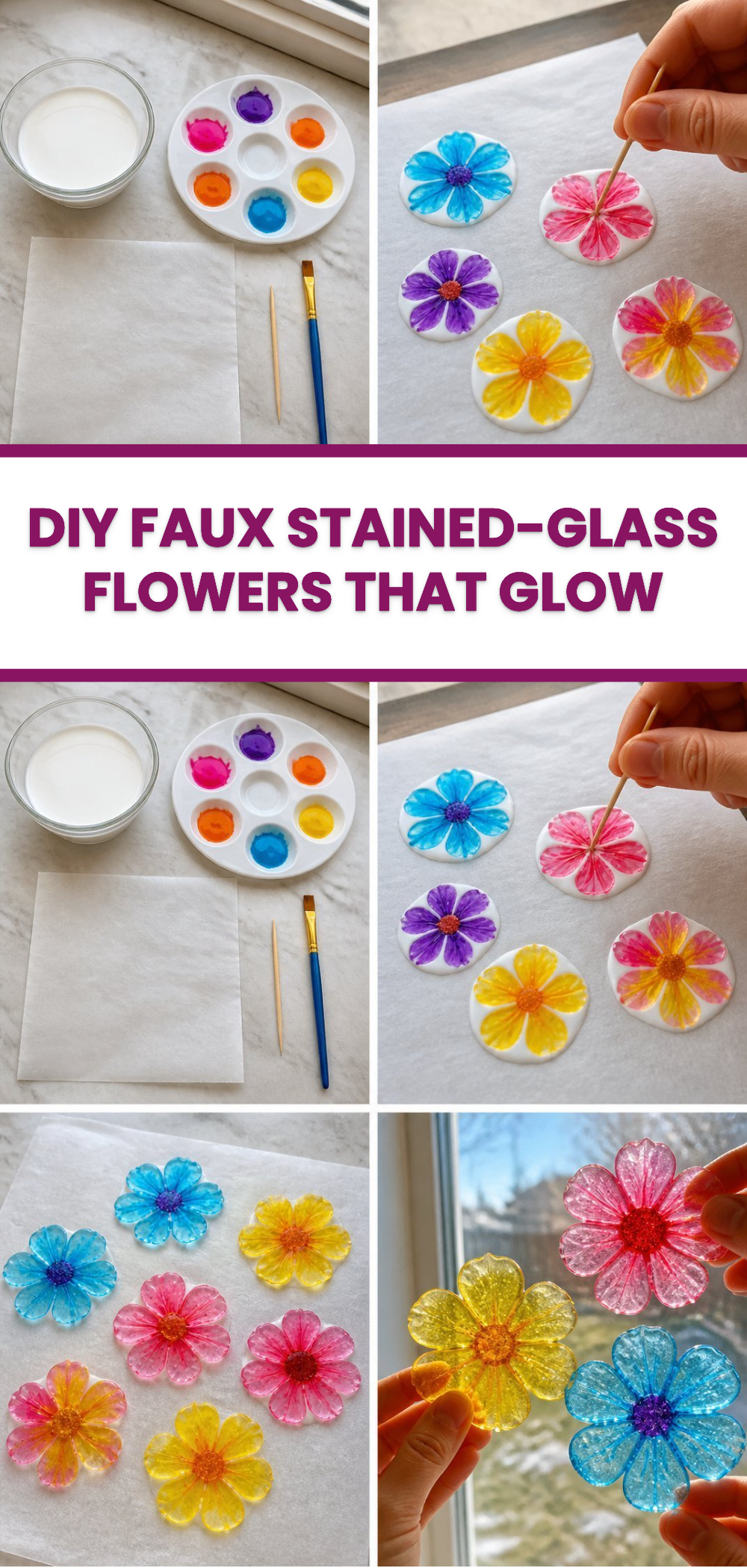 DIY Faux Stained-Glass Flowers That Glow