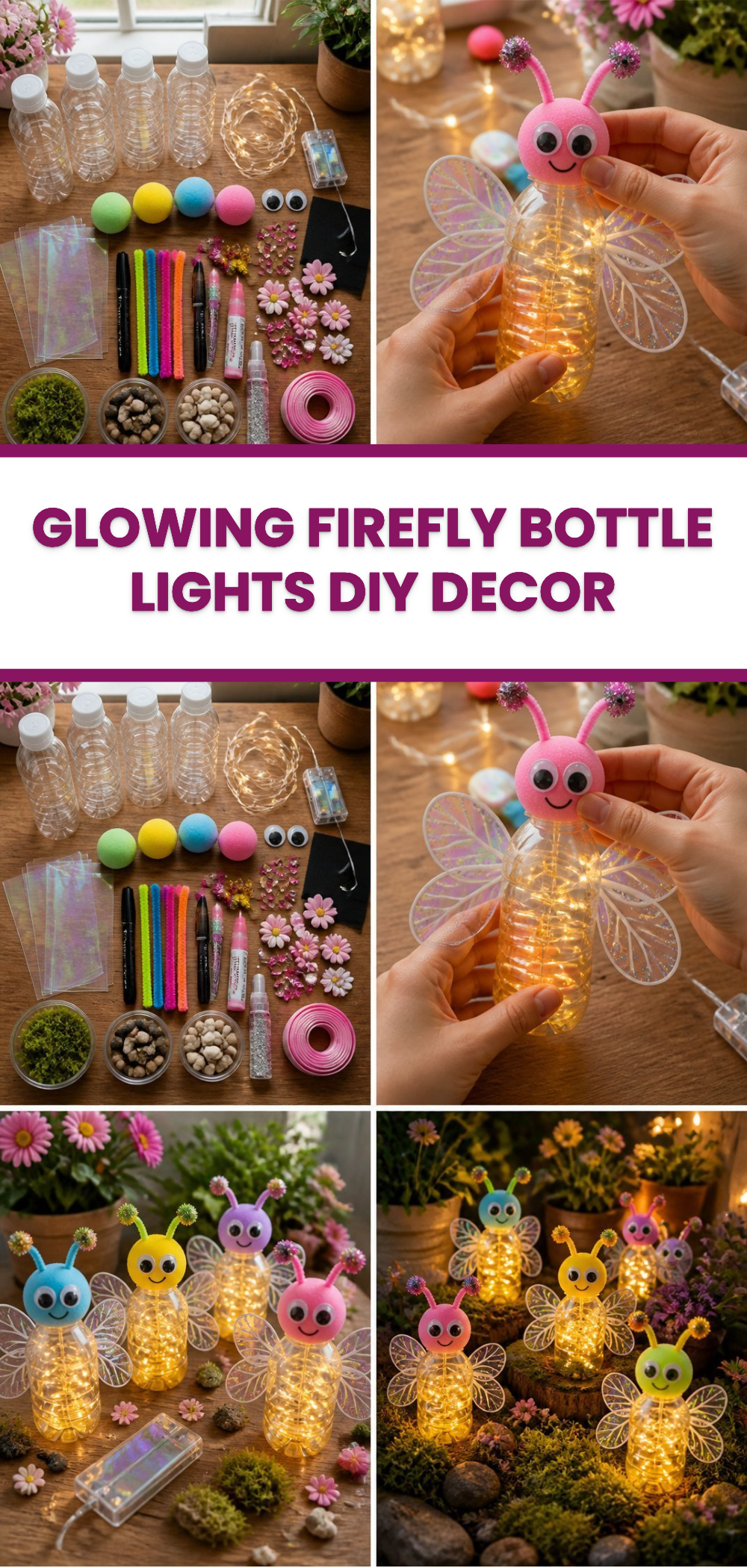 Glowing Firefly Bottle Lights DIY Decor