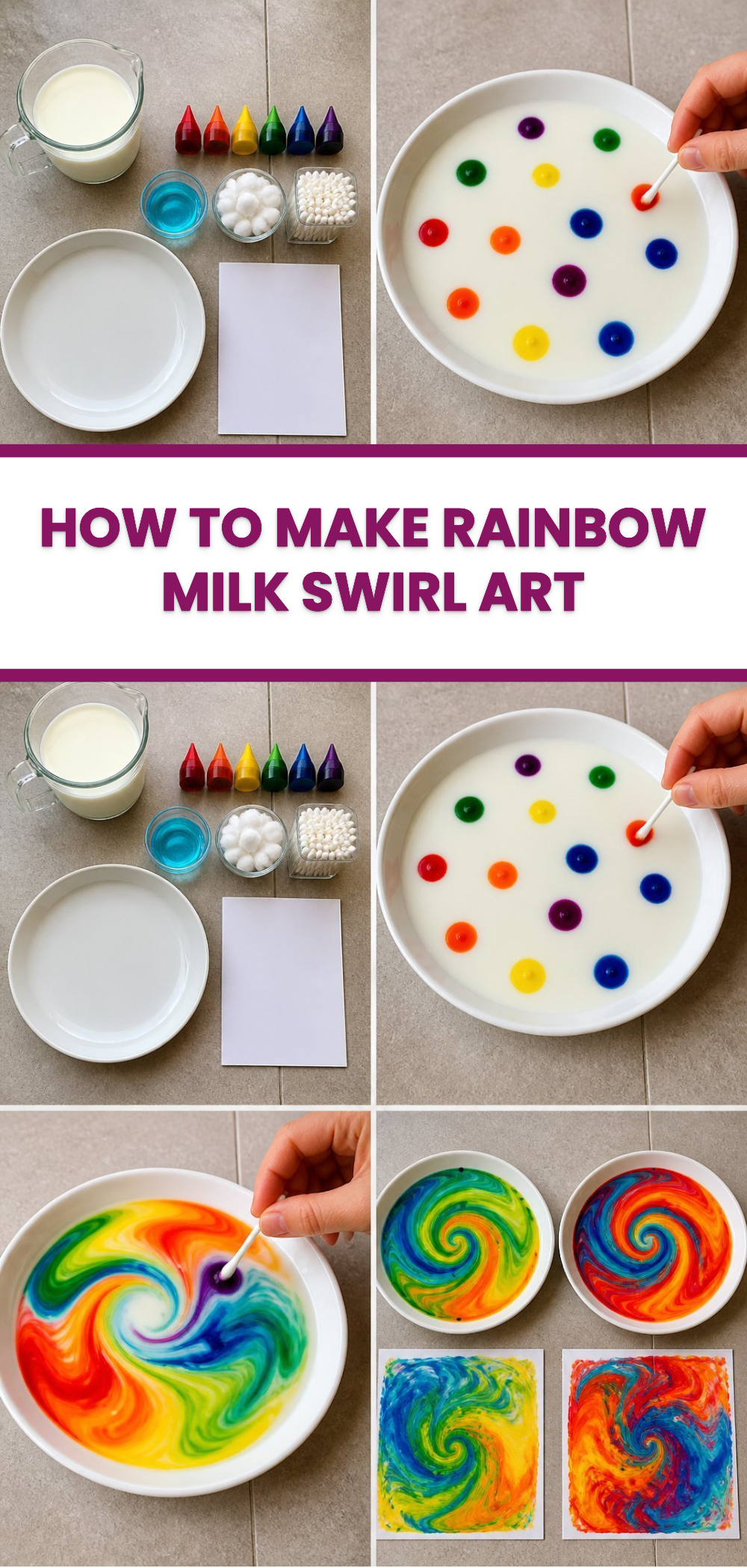 How to Make Rainbow Milk Swirl Art 3 How to Make Rainbow Milk Swirl Art