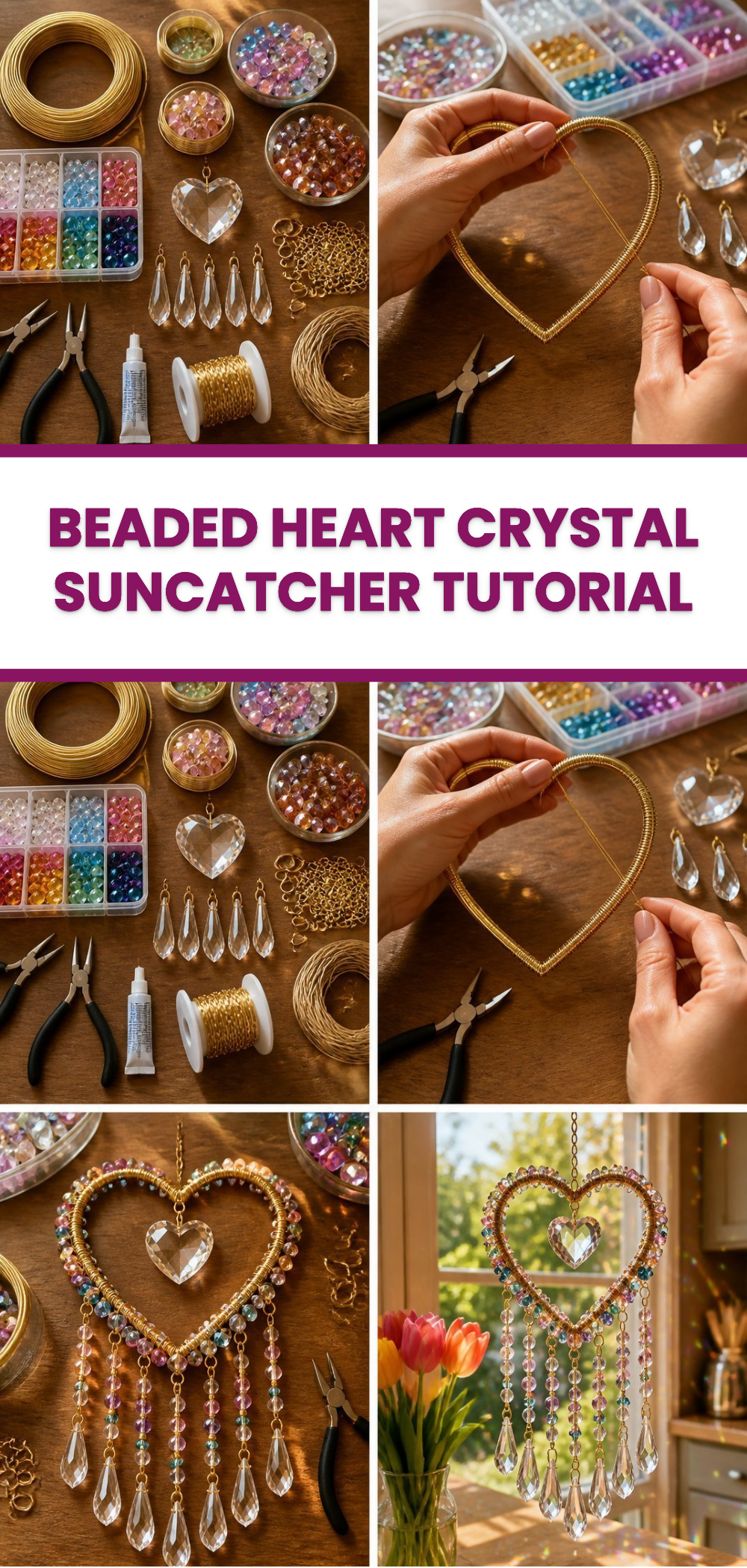 Beaded Heart Crystal Suncatcher Tutorial