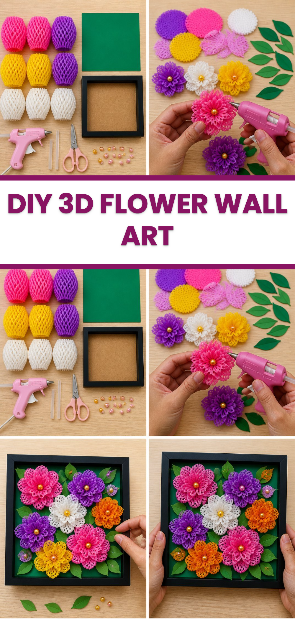 DIY 3D Flower Wall Art 3 DIY 3D Flower Wall Art