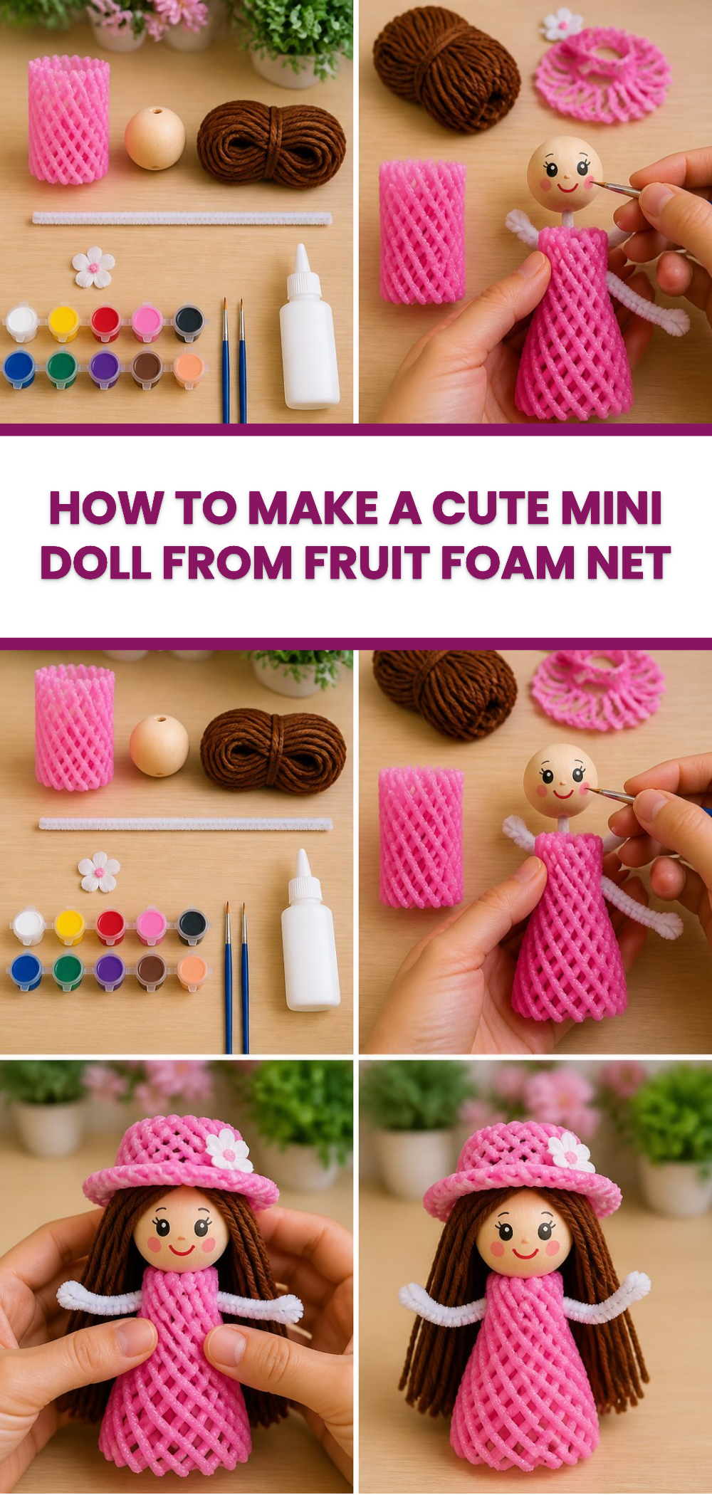 How to Make a Cute Mini Doll From Fruit Foam Net 3 How to Make a Cute Mini Doll From Fruit Foam Net