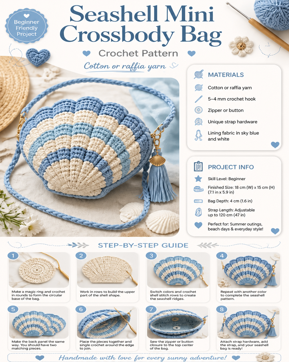 Seashell-Themed Mini Crossbody Bag Crochet Pattern