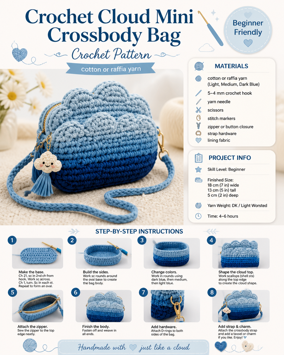 Cloud-Inspired Crochet Mini Crossbody Bag Tutorial