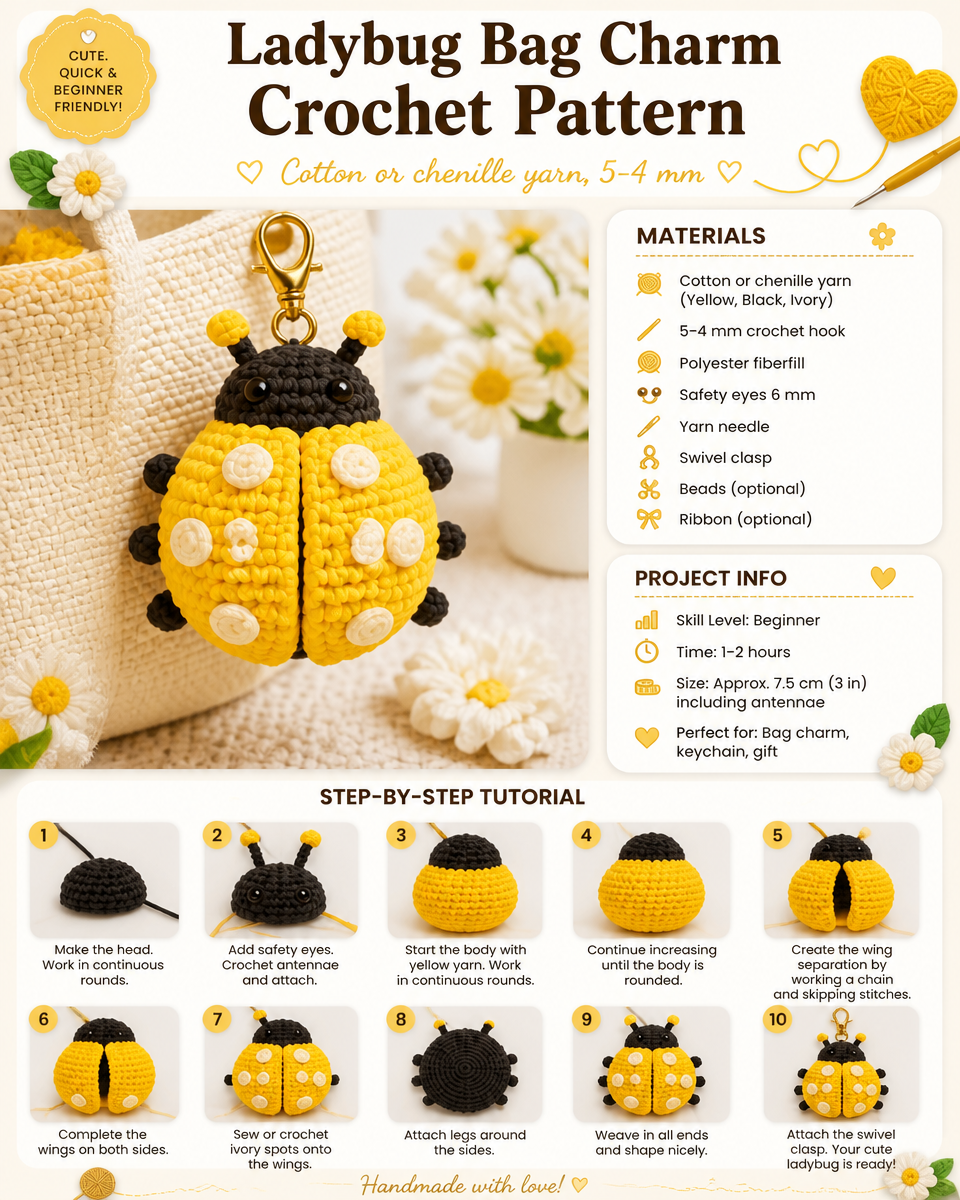 Ladybug-Inspired Bag Charm: Cute Red Handbag Accessory