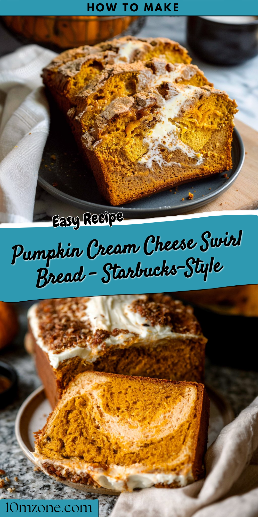 Pumpkin Cream Cheese Swirl Bread - Starbucks-Style