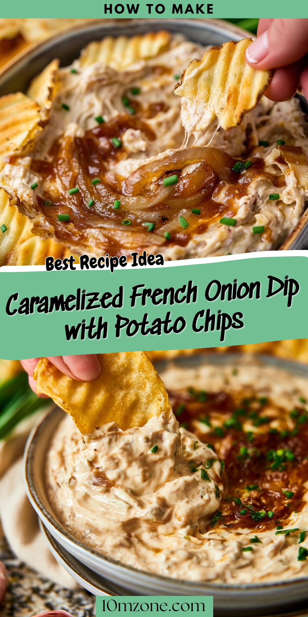 Caramelized French Onion Dip with Potato Chips