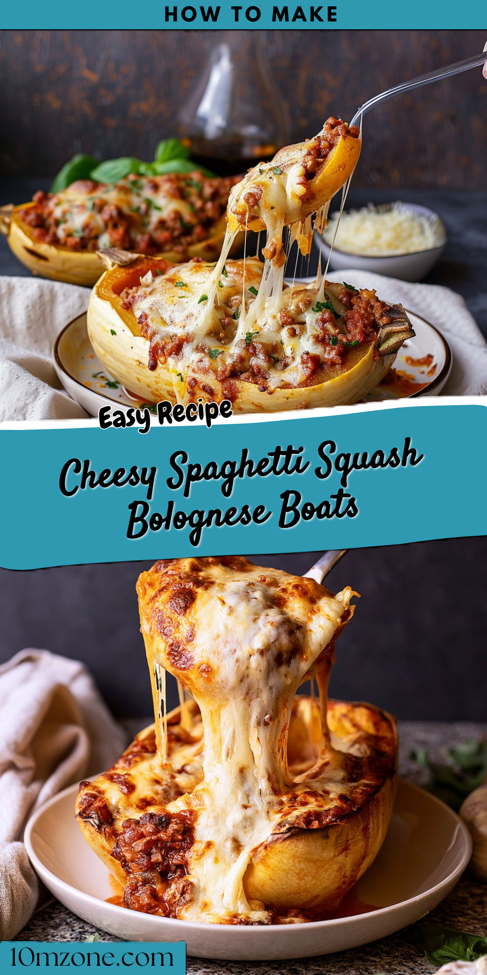 Cheesy Spaghetti Squash Bolognese Boats