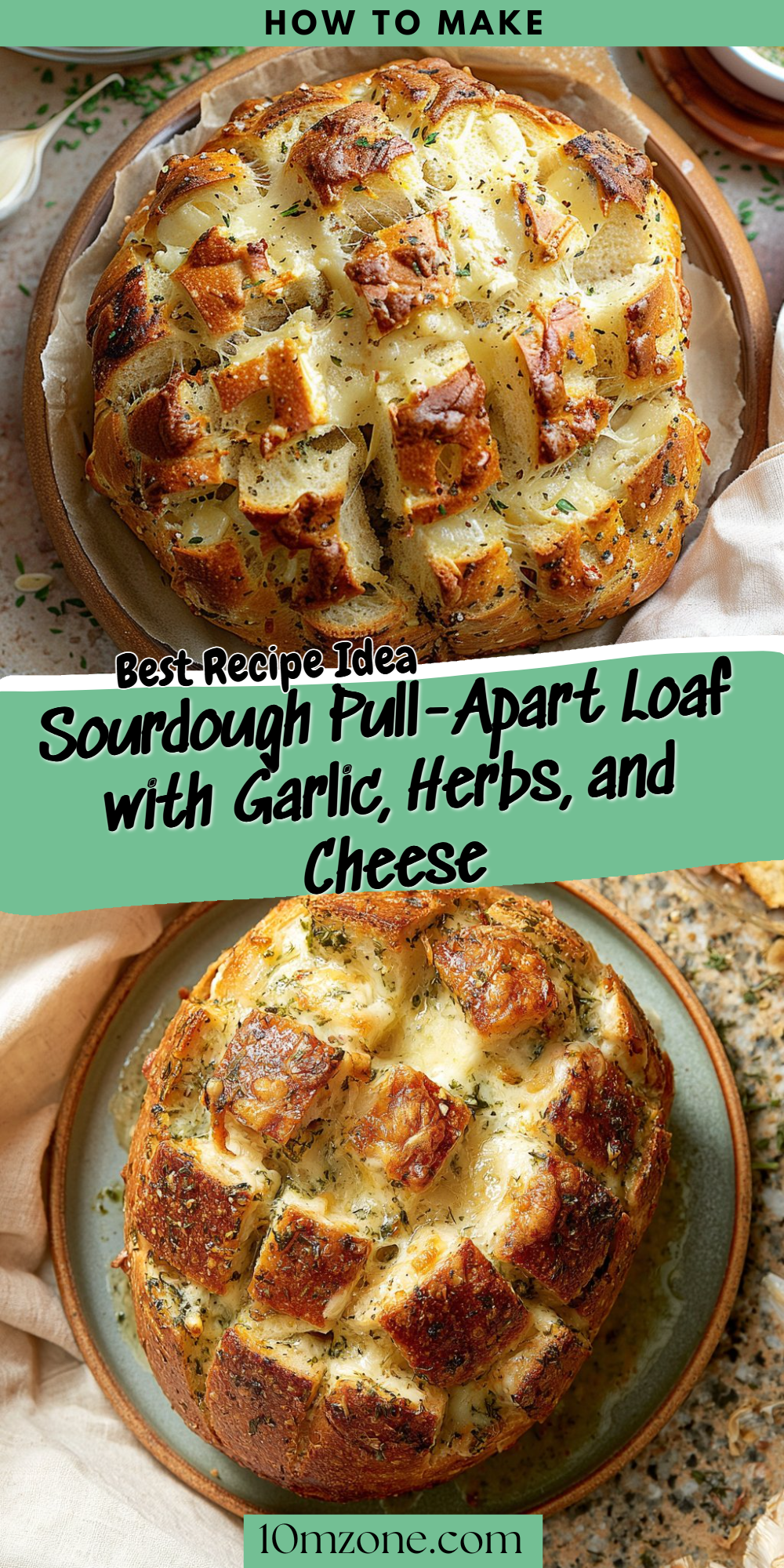 Sourdough Pull-Apart Loaf with Garlic, Herbs, and Cheese