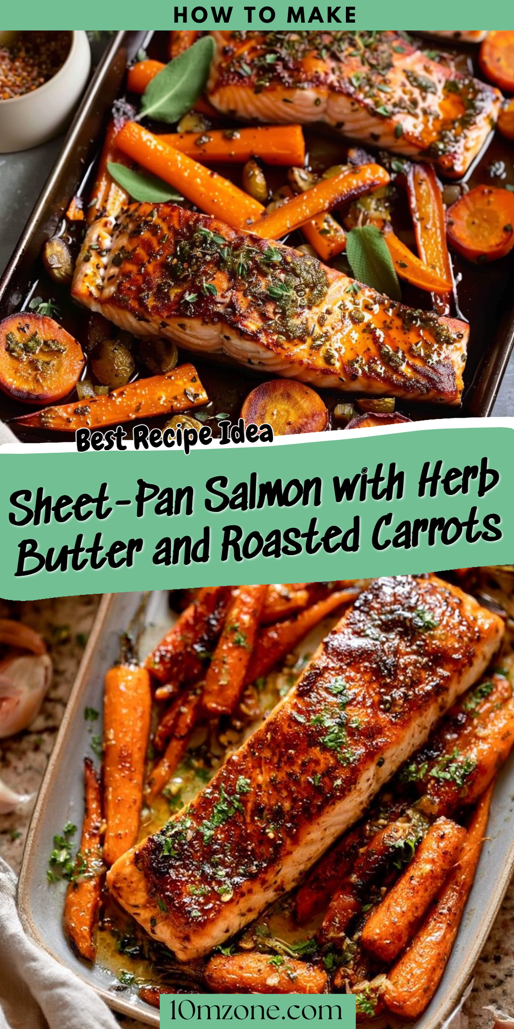 Sheet-Pan Salmon with Herb Butter and Roasted Carrots
