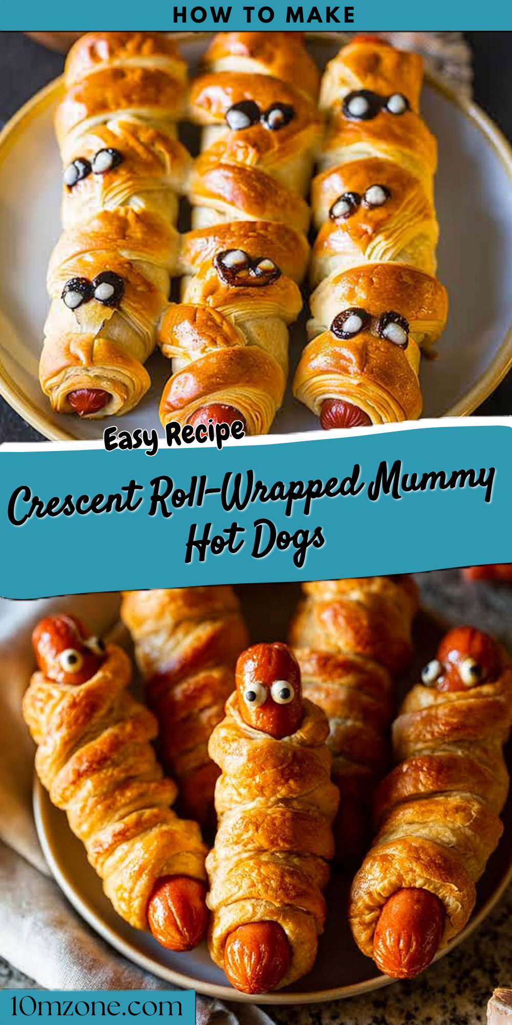 Crescent Roll-Wrapped Mummy Hot Dogs