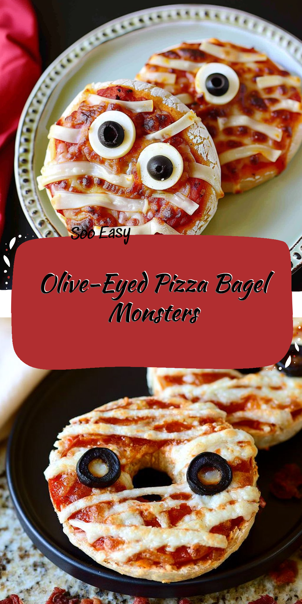 Olive-Eyed Pizza Bagel Monsters