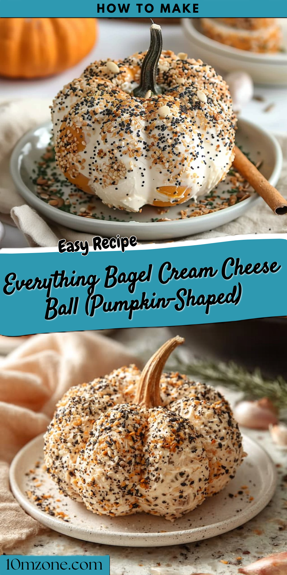 Everything Bagel Cream Cheese Ball (Pumpkin-Shaped)