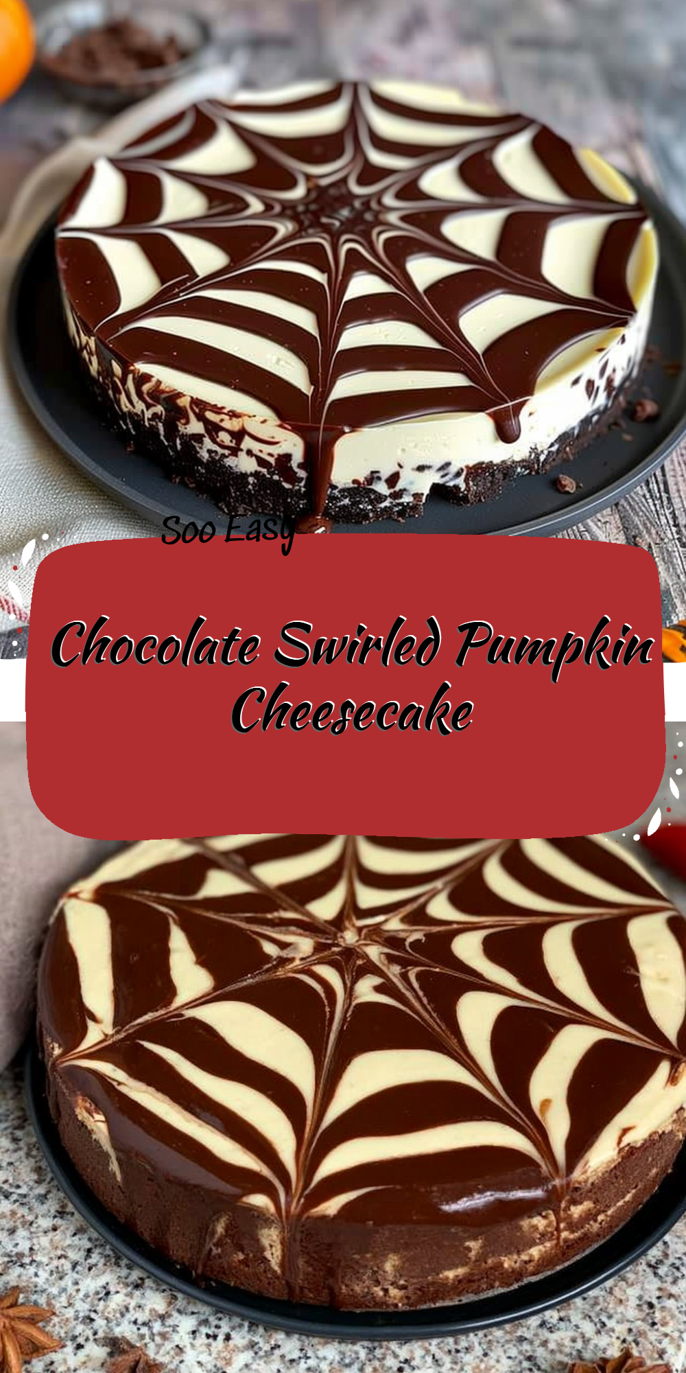 Chocolate Swirled Pumpkin Cheesecake