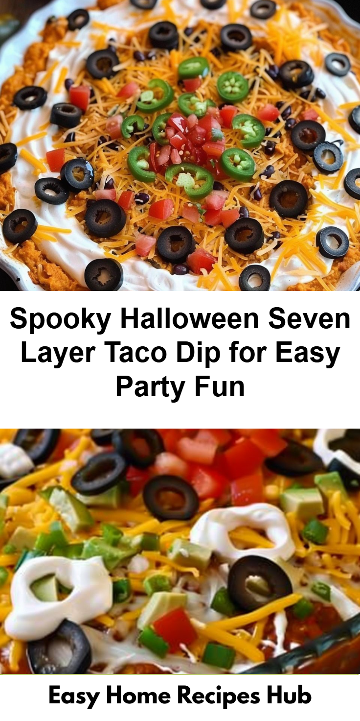 Spooky Halloween Seven Layer Taco Dip