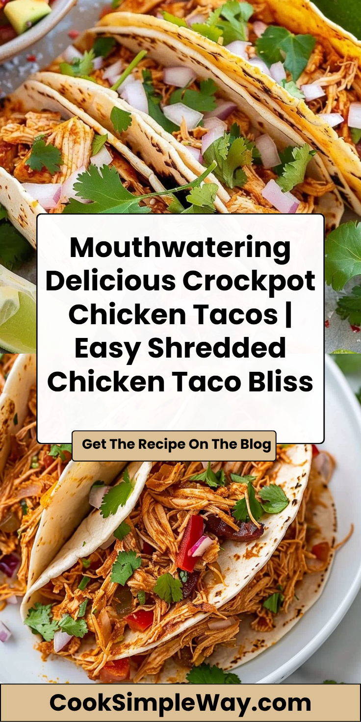 Delicious Crockpot Chicken Tacos | Shredded chicken taco meat crock pot, Crockpot dinners, Crockpot meals