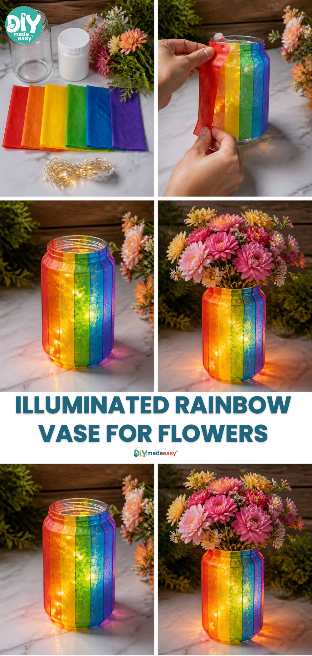 Illuminated Rainbow Vase for Flowers