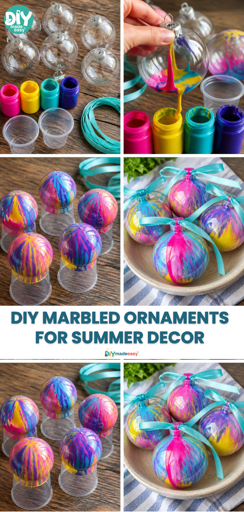 DIY Marbled Ornaments for Summer Decor