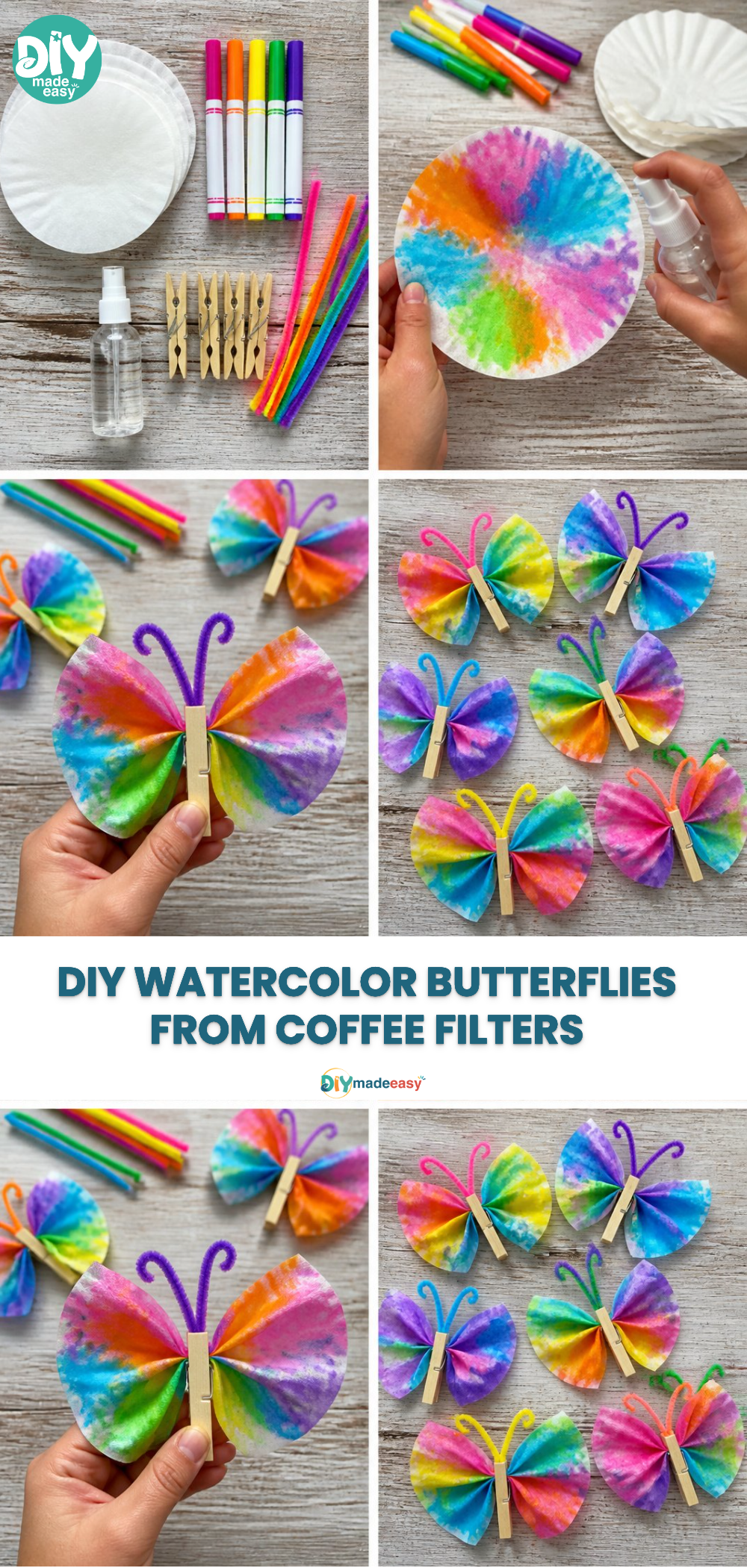 DIY Watercolor Butterflies from Coffee Filters 20 DIY Watercolor Butterflies from Coffee Filters