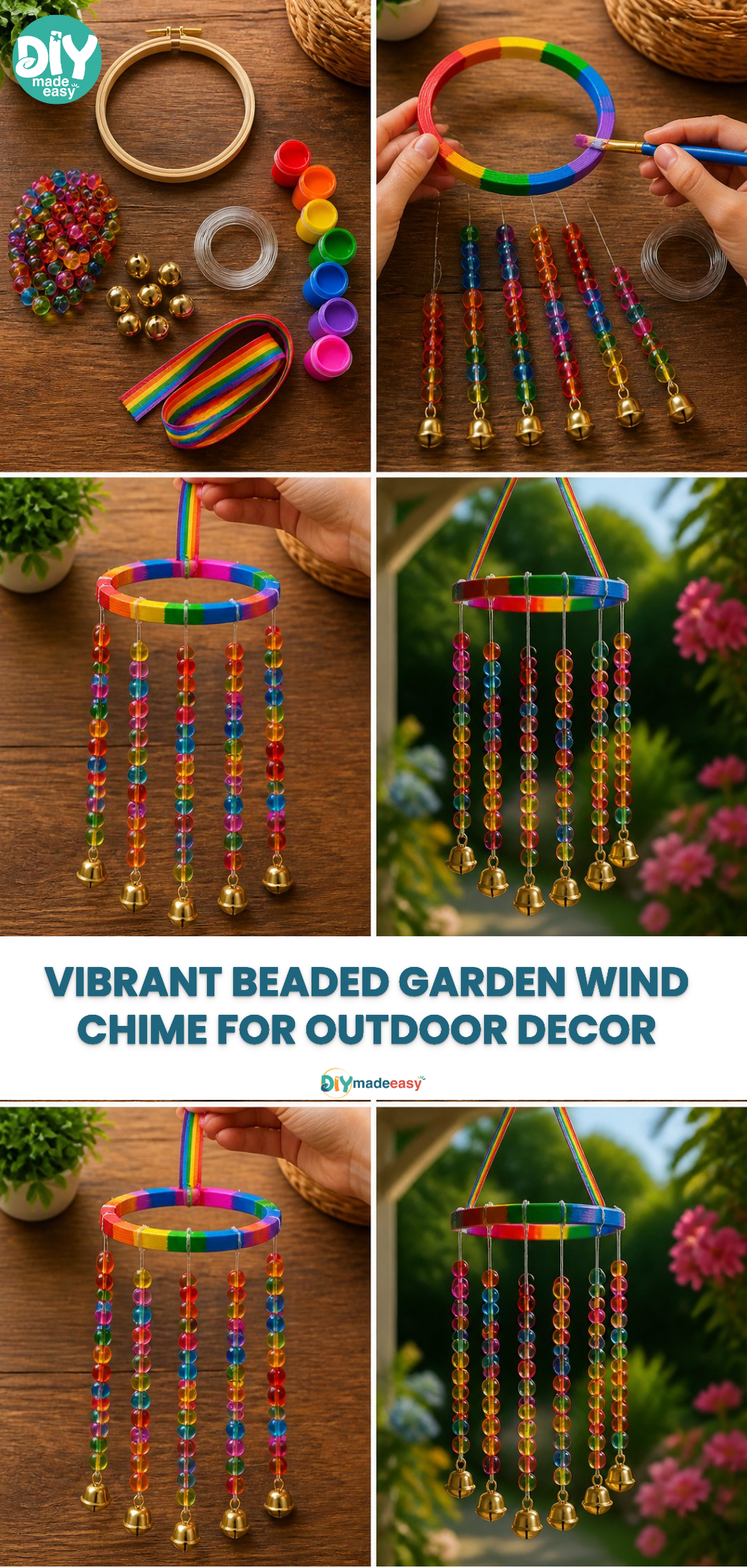 Vibrant Beaded Garden Wind Chime for Outdoor Decor
