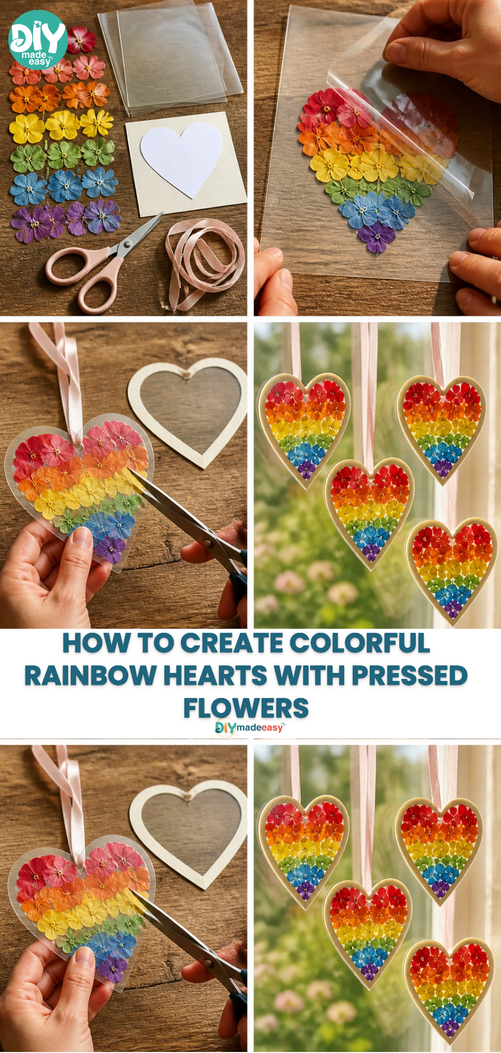How to Create Colorful Rainbow Hearts with Pressed Flowers 22 How to Create Colorful Rainbow Hearts with Pressed Flowers
