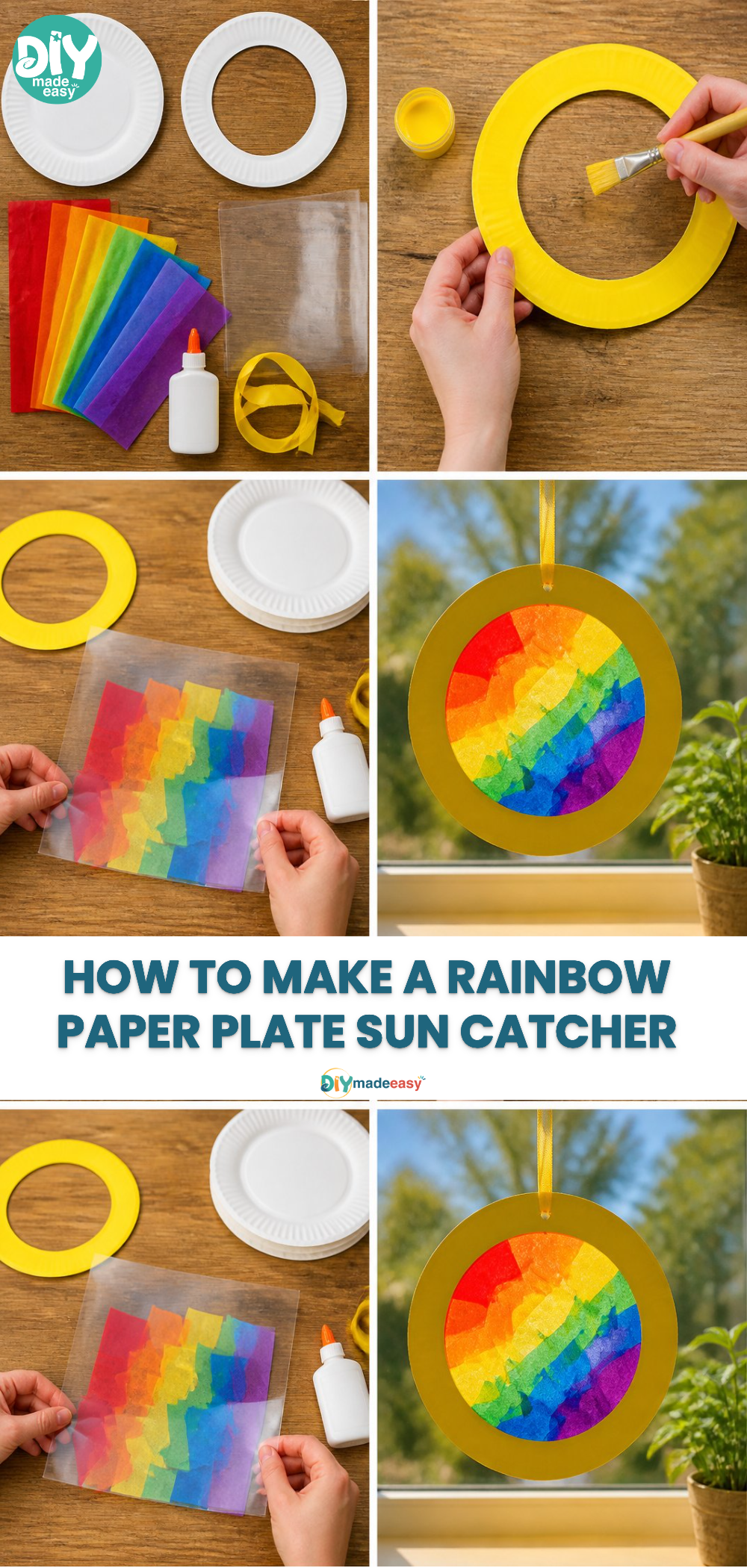 How to Make a Rainbow Paper Plate Sun Catcher