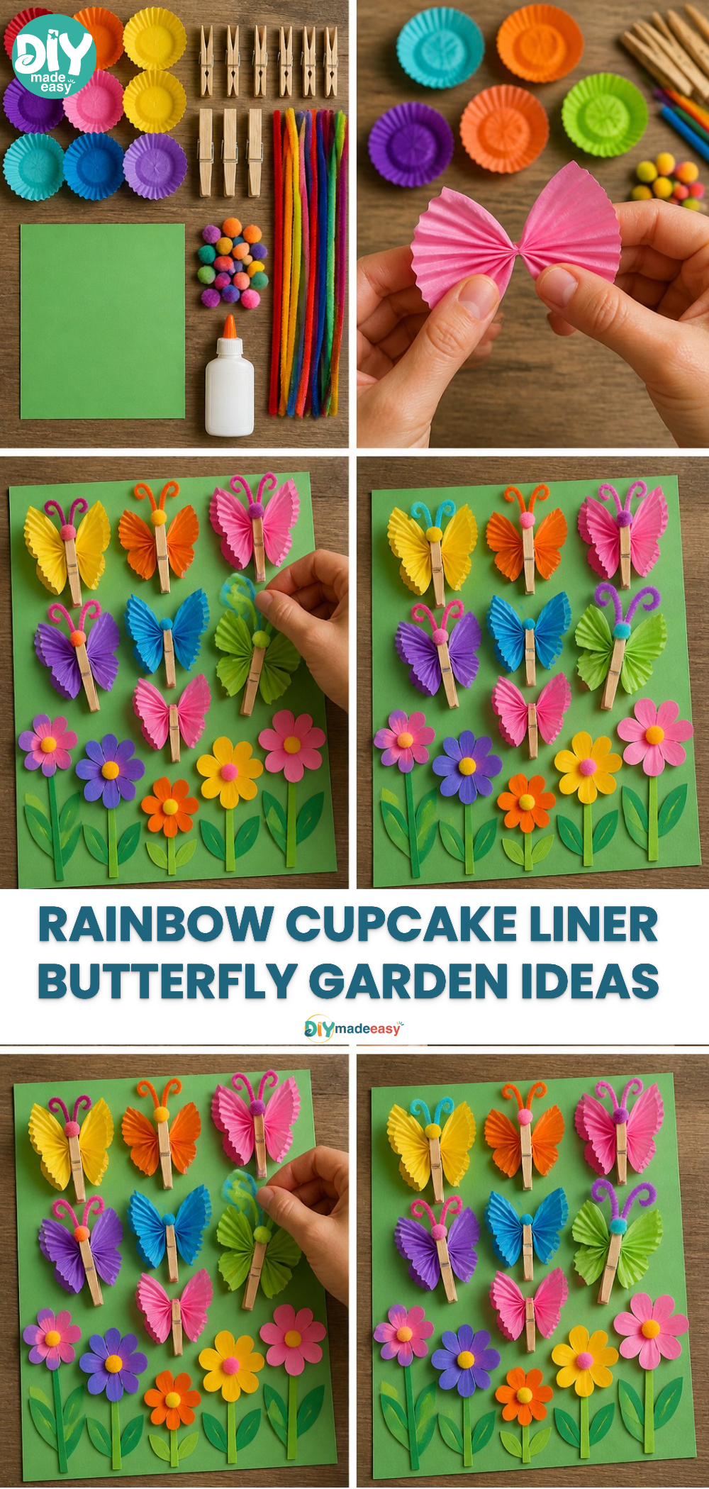 Rainbow Cupcake Liner Butterfly Garden Ideas