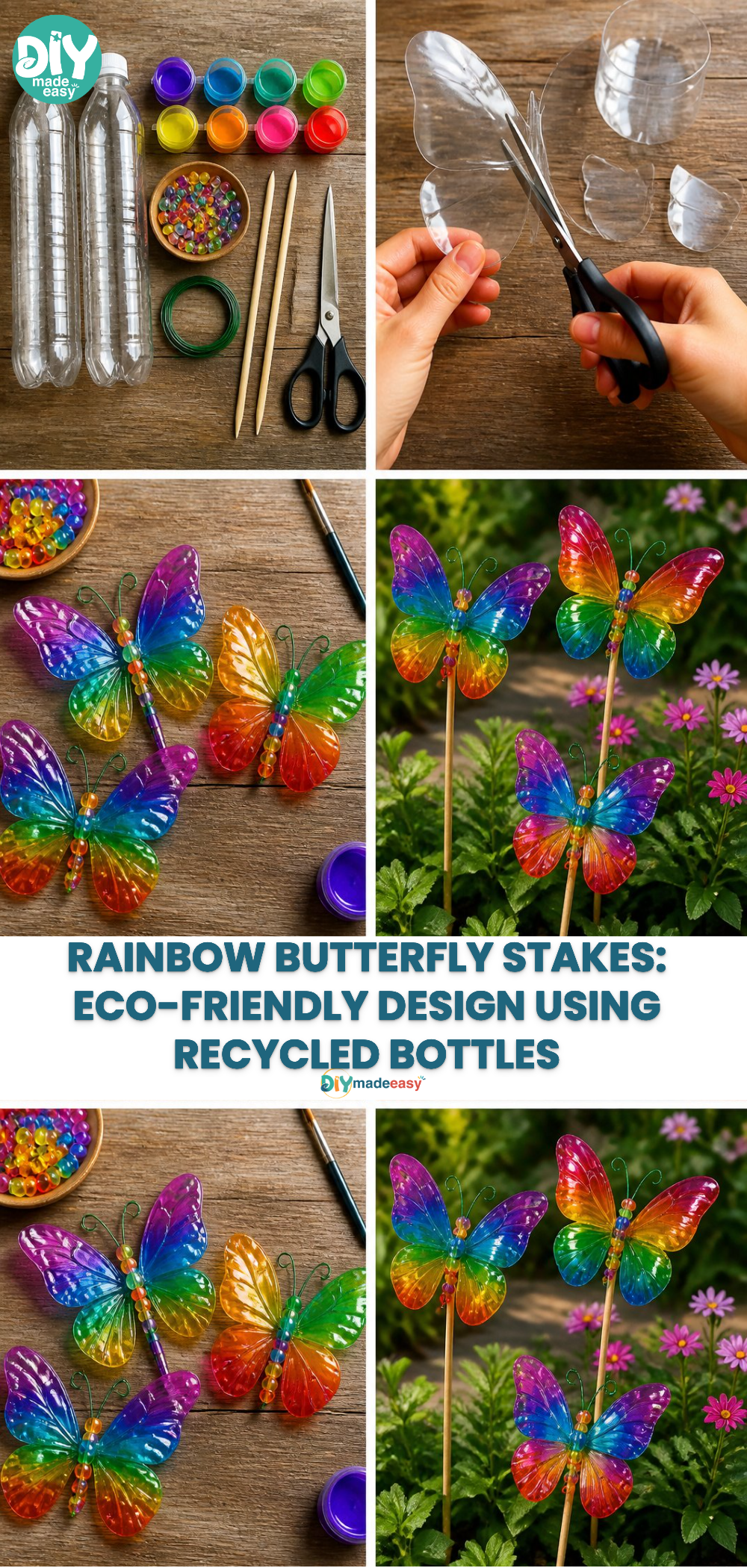 Rainbow Butterfly Stakes: Eco-Friendly Design Using Recycled Bottles 19 Rainbow Butterfly Stakes: Eco-Friendly Design Using Recycled Bottles