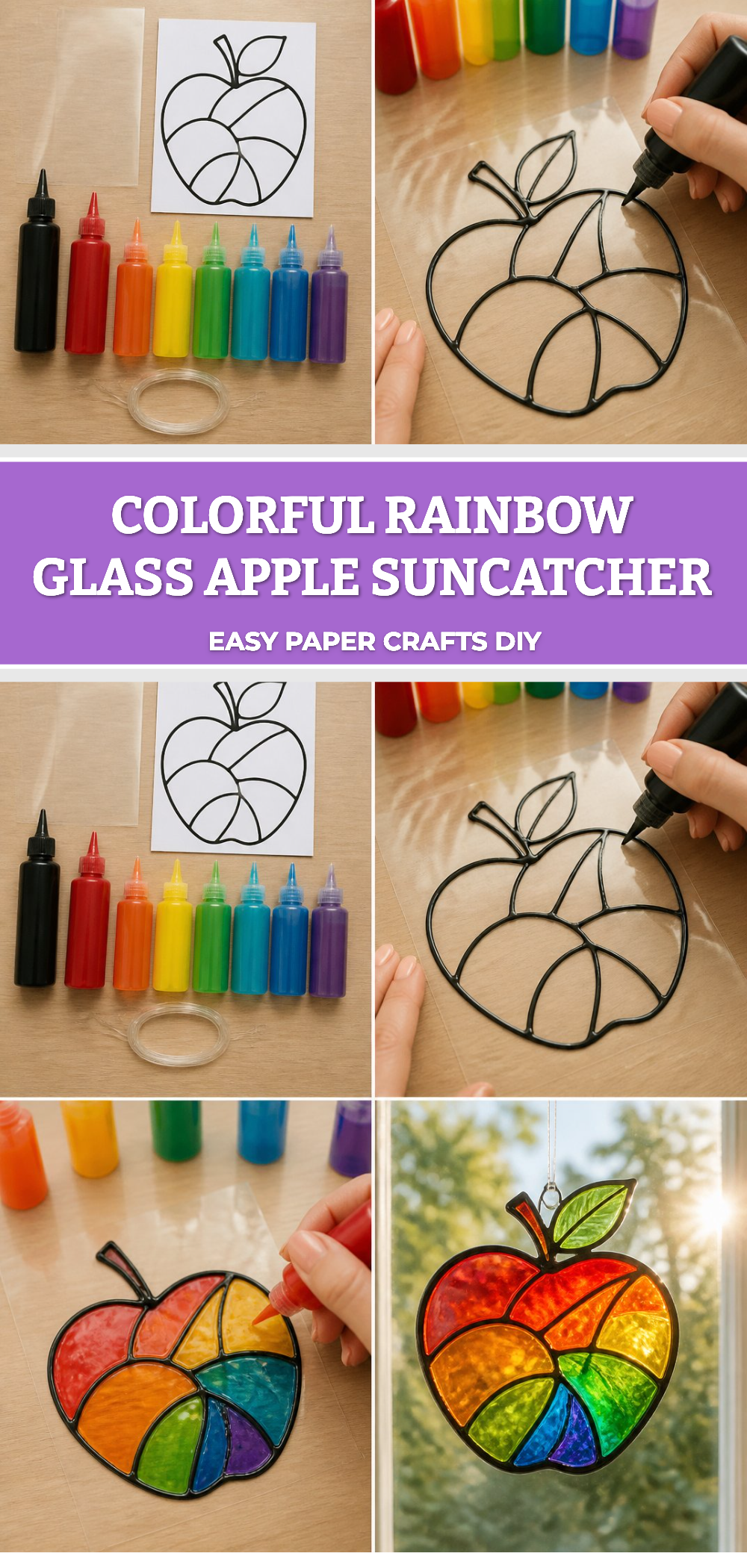 Colorful Rainbow Glass Apple Suncatcher 6 Colorful Rainbow Glass Apple Suncatcher