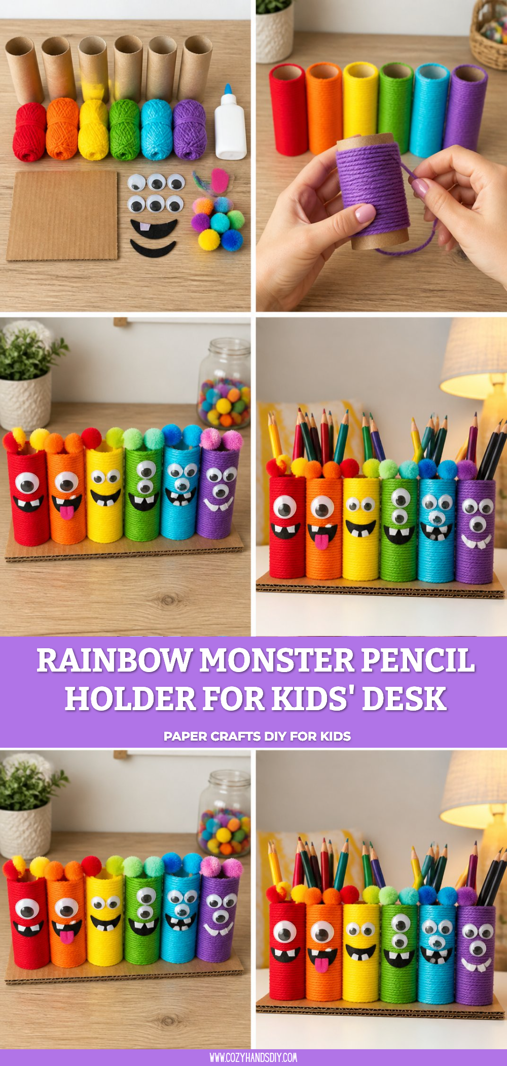 Rainbow Monster Pencil Holder for Kids' Desk 6 Rainbow Monster Pencil Holder for Kids' Desk