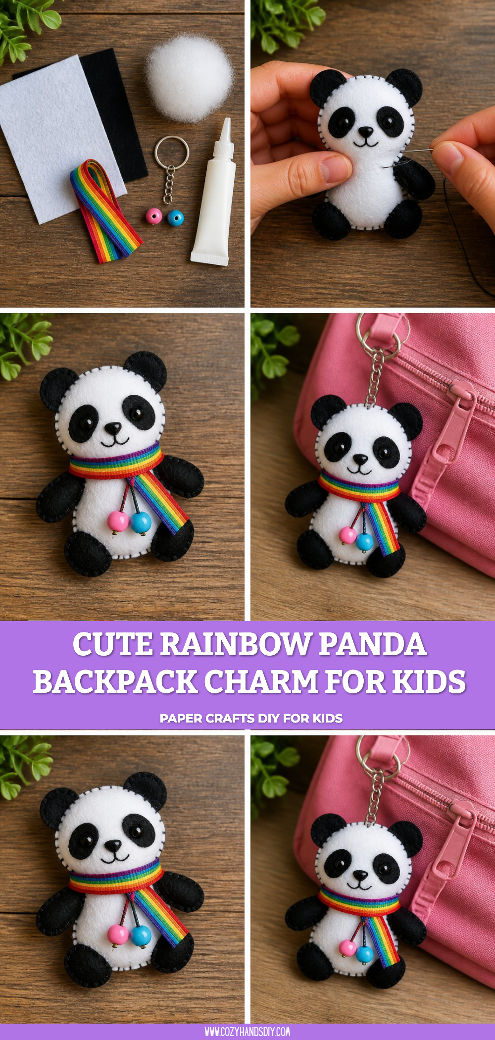 Cute Rainbow Panda Backpack Charm for Kids 6 Cute Rainbow Panda Backpack Charm for Kids