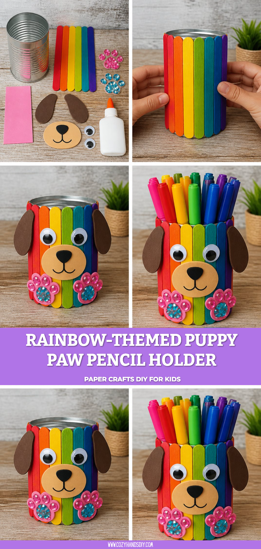 Rainbow-Themed Puppy Paw Pencil Holder 6 Rainbow-Themed Puppy Paw Pencil Holder