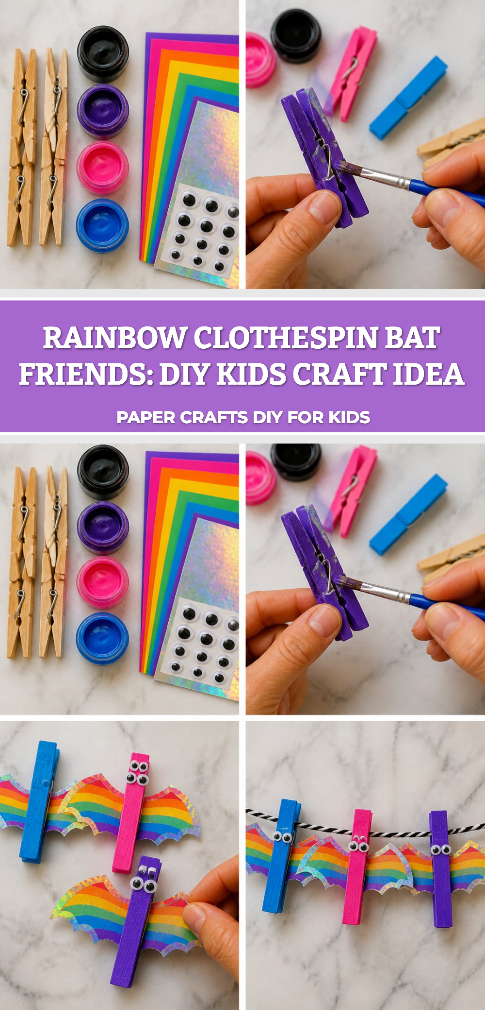 Rainbow Clothespin Bat Friends: DIY Kids Craft Idea 6 Rainbow Clothespin Bat Friends: DIY Kids Craft Idea