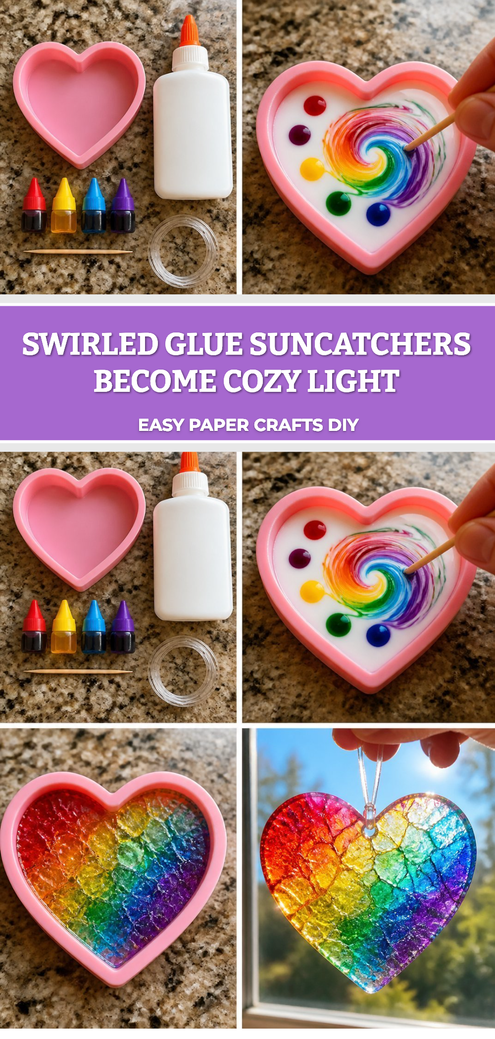 Swirled Glue Suncatchers Become Cozy Light 6 Swirled Glue Suncatchers Become Cozy Light